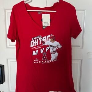 A14-Women’s Medium Shohei Ohtani MVP T-Shirt Red Los Angeles Angels